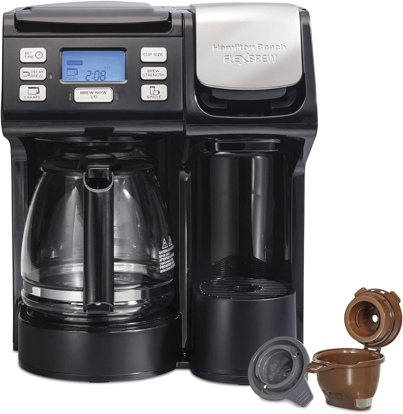 Hamilton Beach FlexBrew & 2-Way Programmable 12c Coffee Makers, Single Serve & 12 Cup, Compatible with K-Cup Pods or Grounds, Fast Brewing (49902, 49980R)