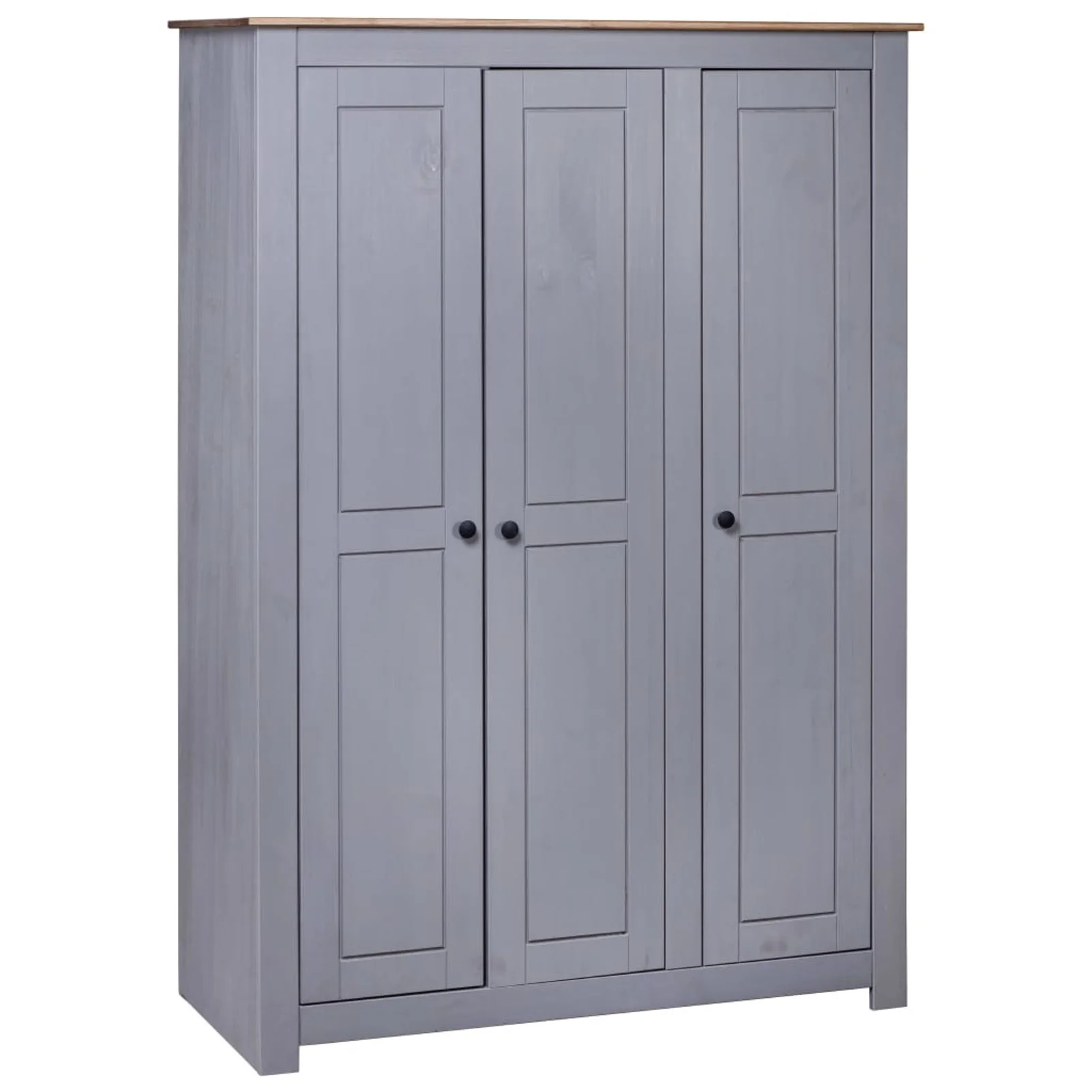 Tomshoo 3-Door Wardrobe Gray 46.5"x19.7"x67.5" Pine Panama