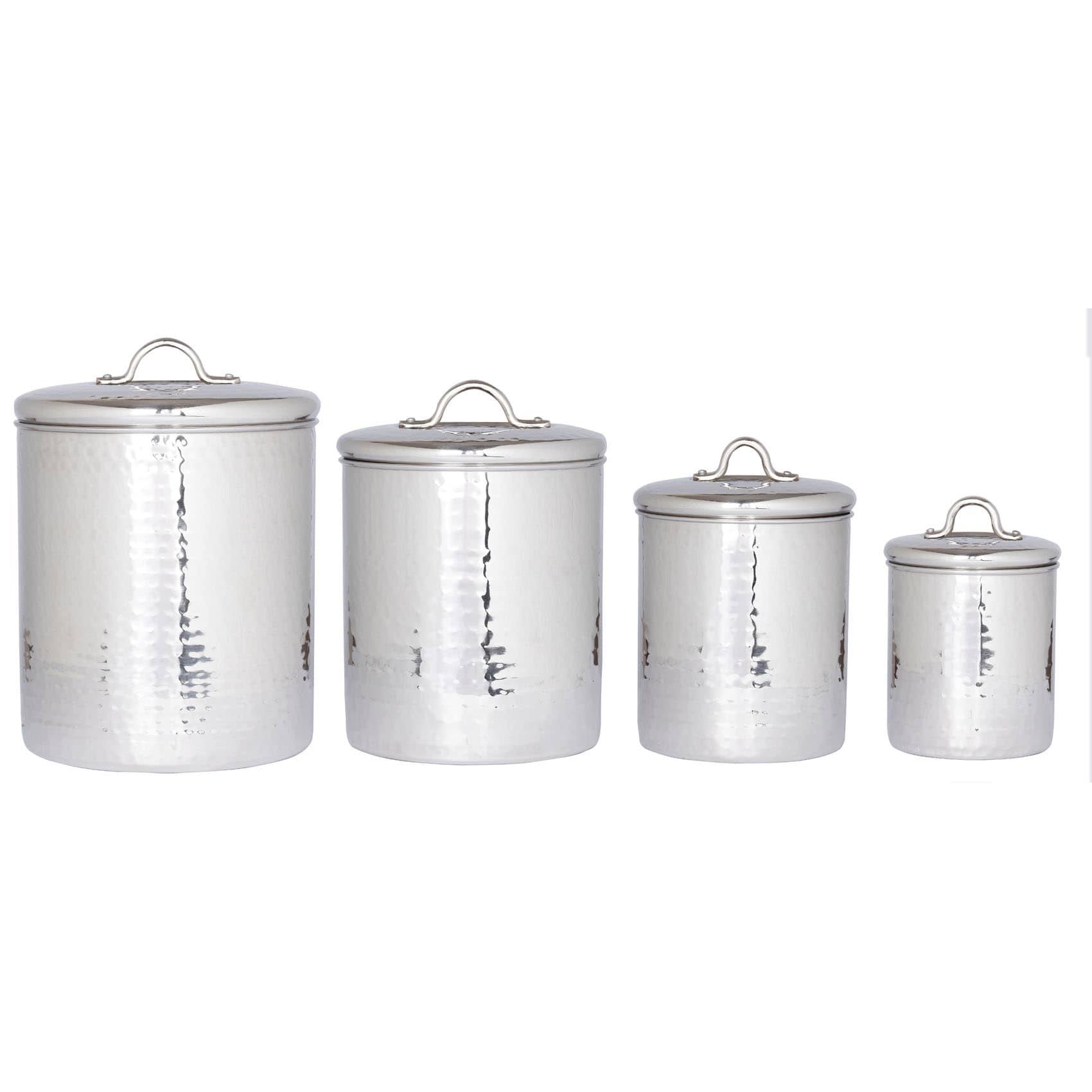 Old Dutch 4 Piece Hammered Stainless Steel Canister Set