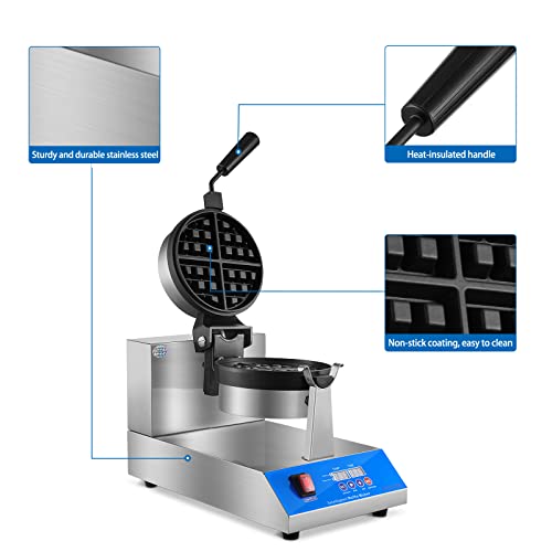 YOOYIST Commercial Belgian Waffle Maker Intelligent LED Temperature Non Stick
