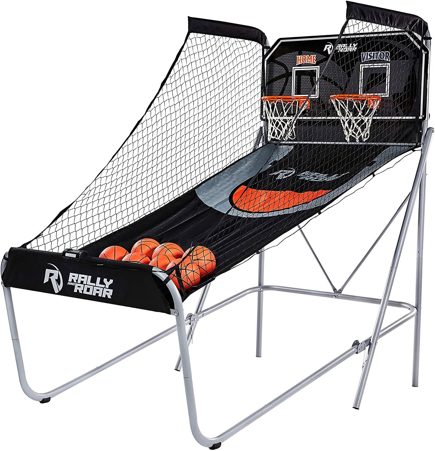Classic Shootout Basketball Arcade Game, Home Dual Shot with LED Lights and Scorer - 8-Option Interactive Indoor Basketball Hoop