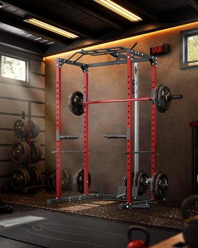 Power Cage, Multi-Functional Power Racks for Home Gym with Cable Crossover System, 1600LBS Weight Capacity Fitness Squat Rack for Strength Workout with More Training Attachment