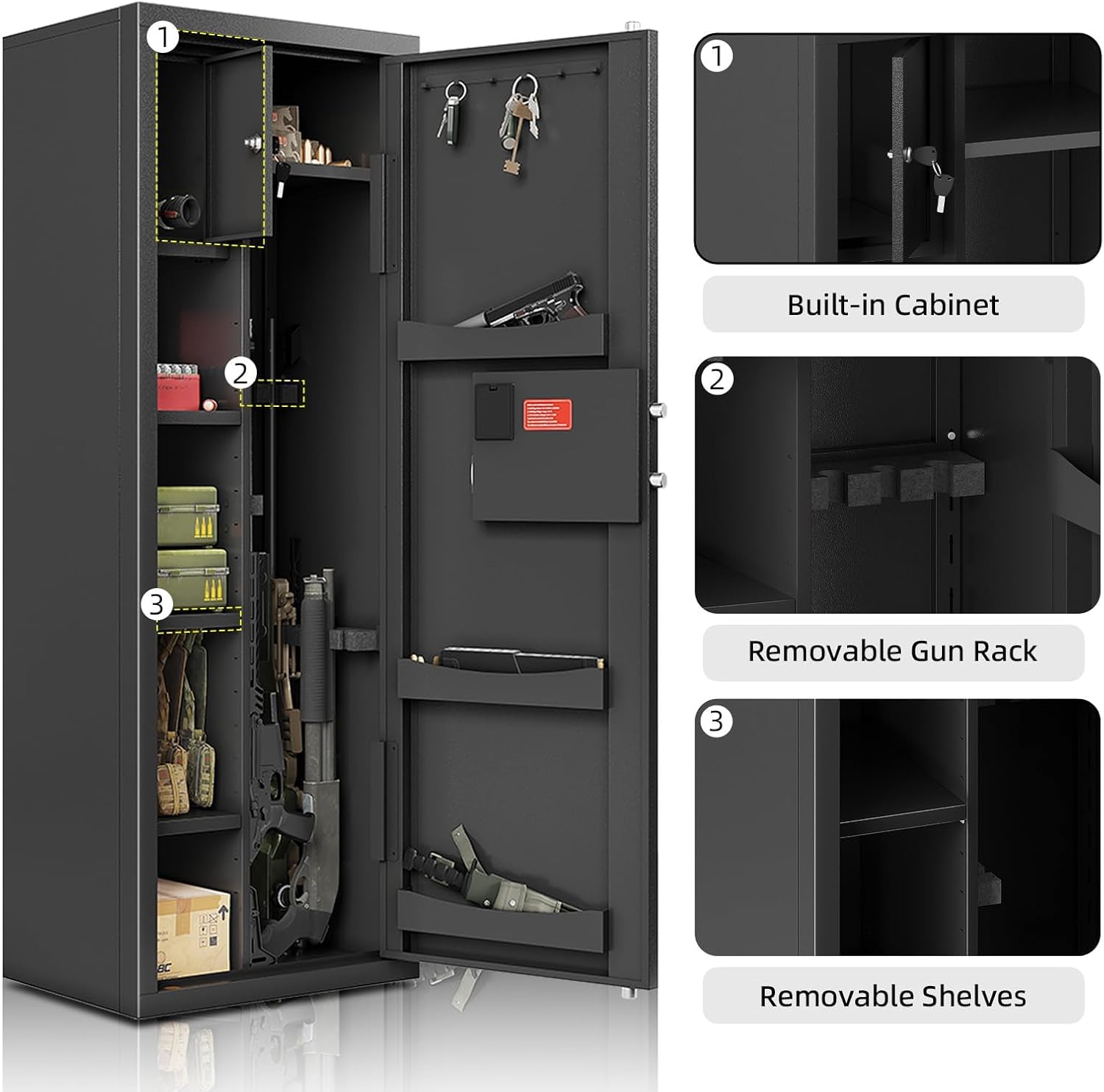 KAER 8-12 Gun safes,Rifle Safe,Gun Safes for Home Rifle and Pistols, Long Gun Safe for Rifle Shotgun for Home,Quick Access Rifle Safes,Adjustable Shelves