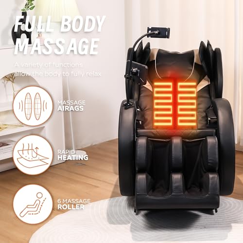 Massage Chairs Full Body Zero Gravity Massage Chair and Recliner with Heat, Airbags, Foot Massage, Phone Controller, Bluetooth Speaker, Nightlights for Living Room, Bedroom
