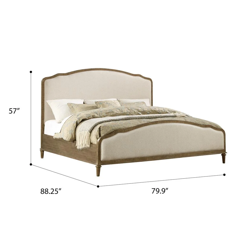 Madrona Burke Cream King Bed with Weathered Wood Framing, Headboard And Footboard Panels