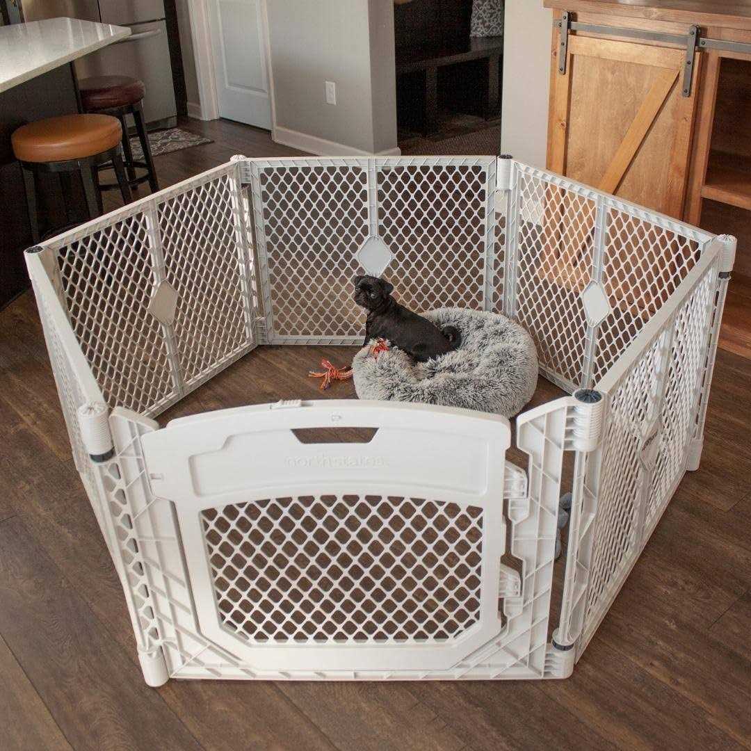 North States MyPet Petyard Plus 18.5 Sq. Ft. Dog playpen Indoor. Made in USA. 6-Panel pet playpen - Pet Supplies online store