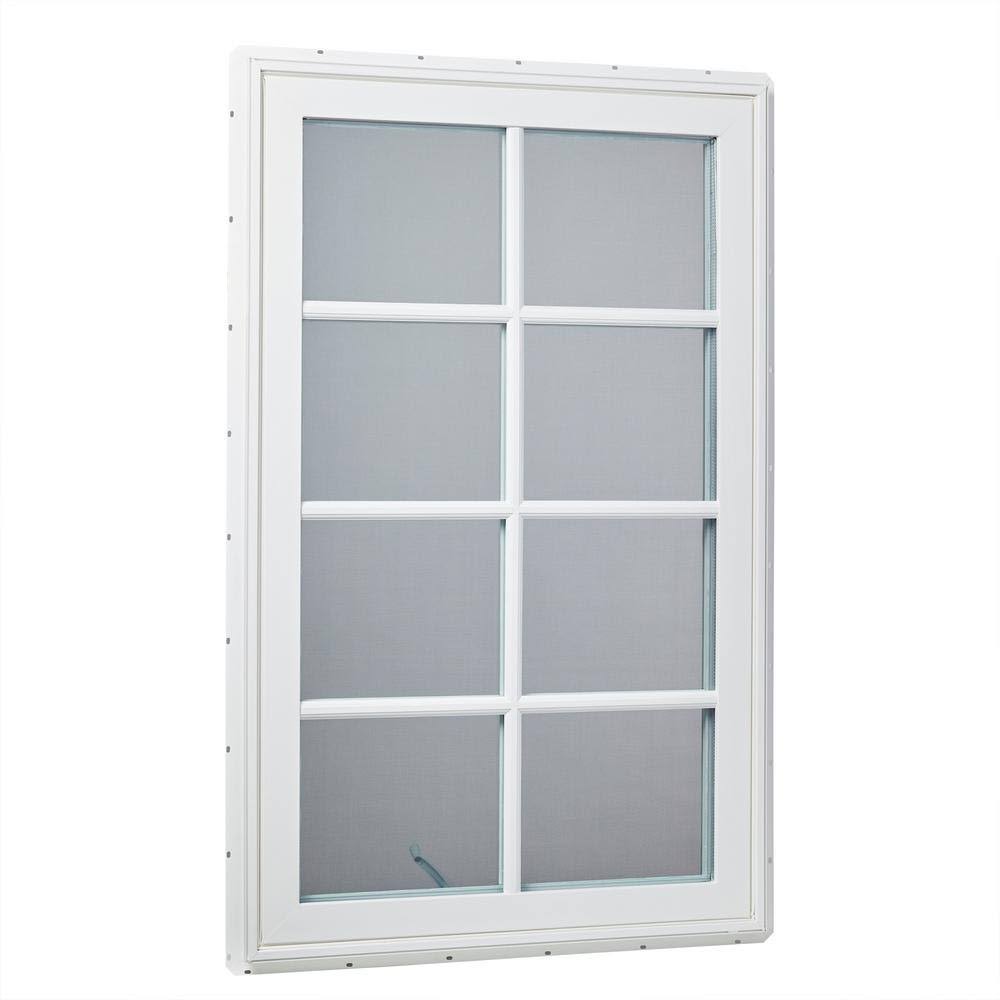 TAFCO Windows 36 in. x 48 in. Right-Hand Vinyl Casement Window with SDL Outside Grids and Screen - White