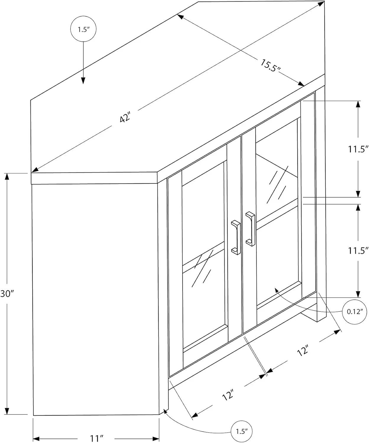 I Corner With Glass Doors TV Stand, 42", Dark Taupe