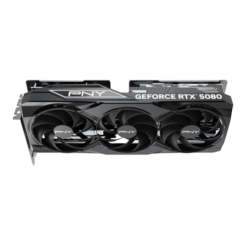 PNY NVIDIA GeForce RTX™ 5080 16GB ARGB Overclocked Triple Fan Graphics Card (DLSS 4, PCIe® 5.0, HDMI®/DP 2.1, 2.9-Slot, Epic-X™ RGB Lighting)