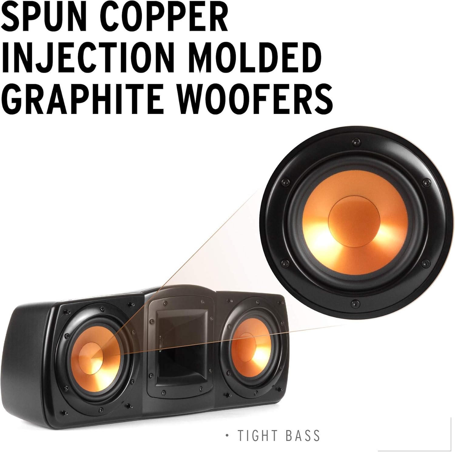 Klipsch Synergy Black Label C-200 Center Channel Speaker for Crystal-Clear Dialogue and Vocals with Proprietary Horn Technology, Dual 5.25” High-Output Woofers, and Dynamic 1” Tweeter in Black