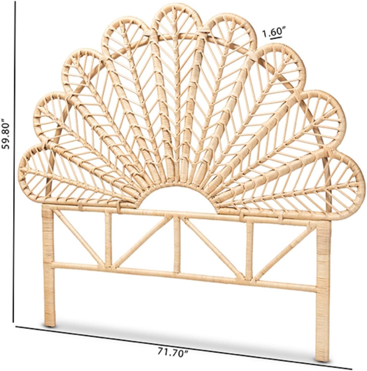 Baxton Studio Variel Modern Bohemian Rattan Queen Size Standalone Headboard