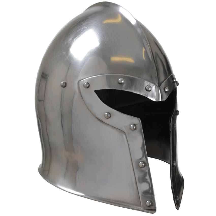 Steel Barbuta Helmet, Size: Medium | Leather by Medieval Collectibles