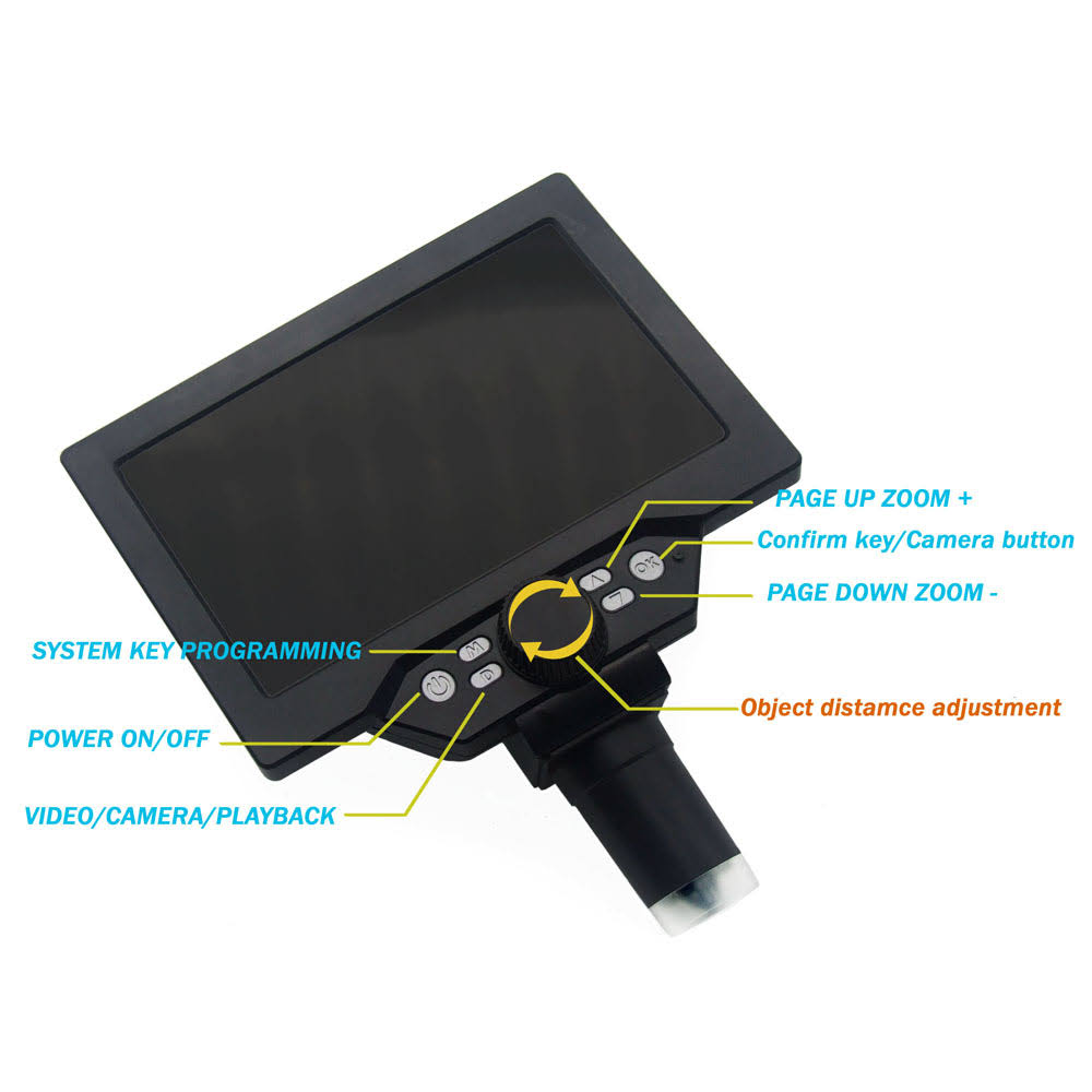 G1200 Digital Microscope 7 inch Large Color Screen Large Base LCD Display Continuous Amplification Magnifier with Alu US Plug 1