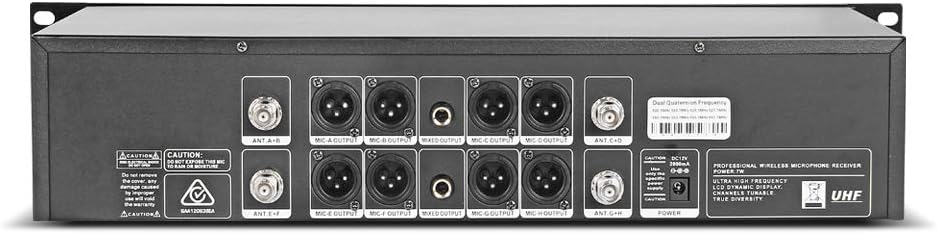 UHF Wireless Microphone System 8 Channel 8 Lavalier Bodypacks 8 Lapel Mic 8 Headsets for Karaoke System Church Speaking Conference Wedding Party 3 Year Warranty