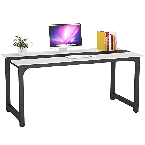 Tribesigns Modern Computer Desk, 63 x 31.5 inch Large Executive Office Desk Computer Table Study Writing Desk Workstation for Home Office, Spliced Desktop, White
