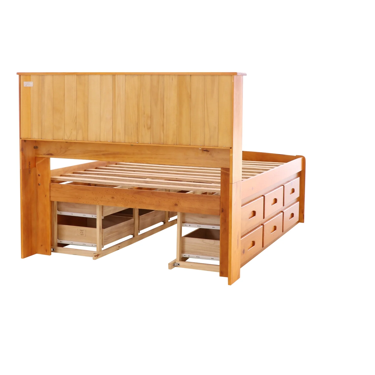 American Furniture Classics OS Home and Office Furniture Model 82121K12-22 Solid Pine Full Captains Bookcase Bed with 12 drawers in Warm Honey