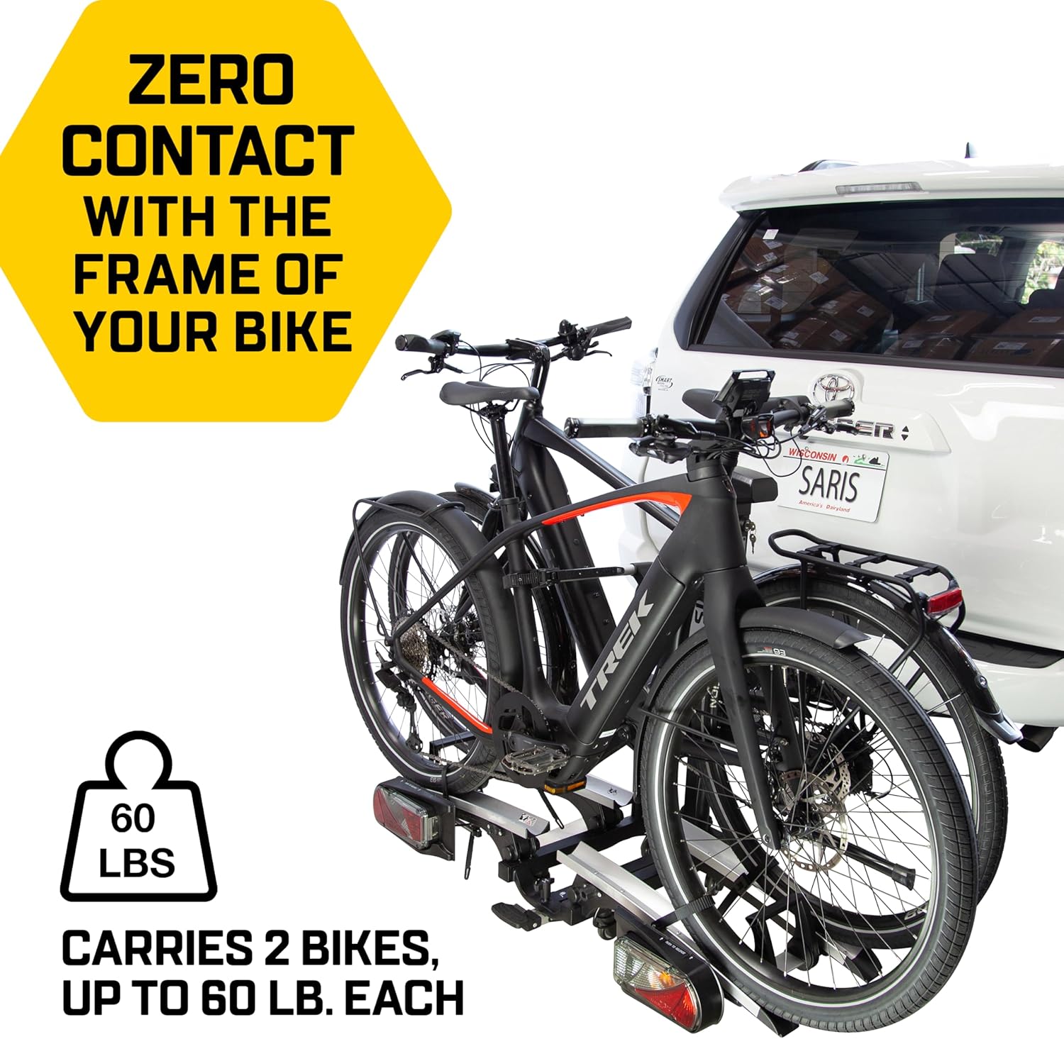 Saris Door County 2 Bike Motorized Hitch Rack | Electric Hitch Lift for Easy Loading | Built-in Tilt and Electric Rear Lights | Made in The USA.