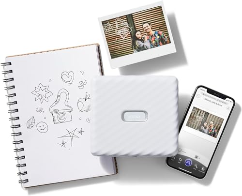 Fujifilm Instant Mini Link 2 Smartphone Printer + Fuji Instant Mini Film (40 Sheets) - BluebirdSales Carrying Case and Microfiber Cleaning Cloth, Instant Mini Link Printer Bundle (Ash White)