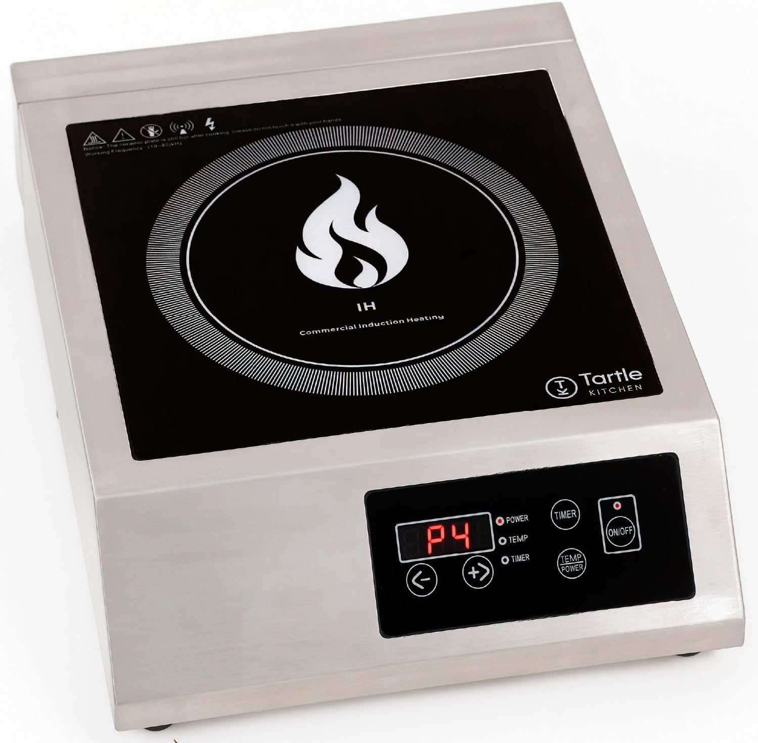 Commercial Induction Cooktop Burner - Professional 3400W 240V Induction Cooker Countertop Burners with Wider 9" Coil & 5 Cooling Fans - Portable Stainless Steel Electric Magnetic Range Stove Top