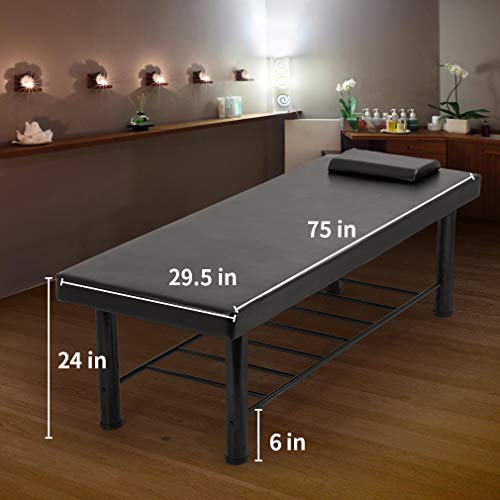 BestMassage Massage Table Stationary Massage Bed 75" Long*30" Wide Spa Bed Heavy Duty Stationary Physical Therapy Bed with 4 inch-Thick Memory Foam for Medical Recovery Professional Massage