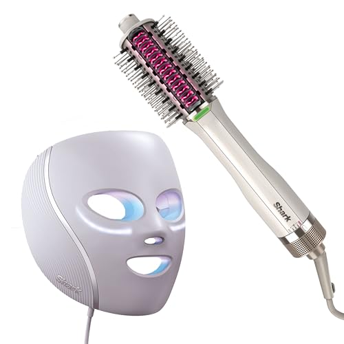 Shark CryoGlow LED Face Mask with Under-Eye Cooling, Anti-Ageing & Blemish Repair, Red & Blue LED, Infrared Light Therapy, USB-C, Remote Control, Storage Bag, Blue Frost, FW312