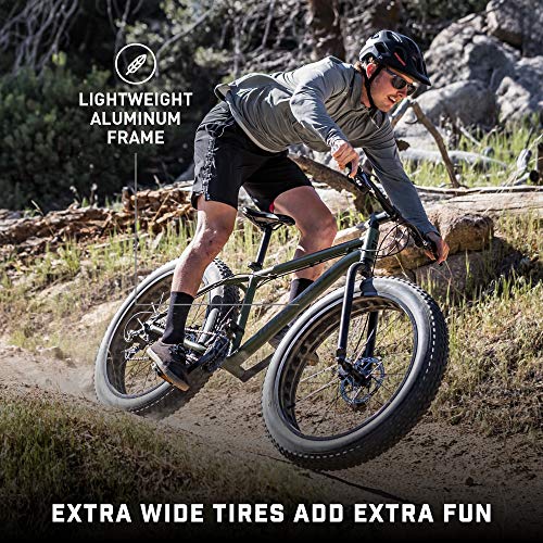Mongoose Argus Trail or ST Fat Tire Mountain Bike, 20, 24 or 26 Inch Bike for Kids and Adults, 7 or 16 Speed, Aluminum or Steel Frame, Knobby Mountain Fat Tires, Mechanical Disc Brakes