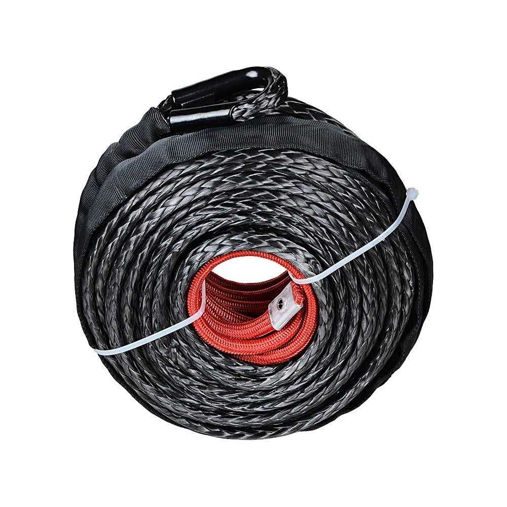 95feet x 3/8 inch Black Synthetic Winch Rope Line Cable with Rock Heat Guard 20500LBs Recovery Truck 4x4 ATV UTV - Shop Hardware Tools Online Store