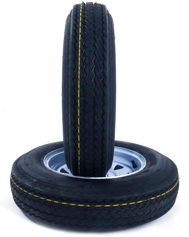 Set of 2 12" Trailer Tires Rims 530-12 5.30-12 5.30 x 12 LRC 4 Lug/4" Hole Bolt White Spoke Wheel
