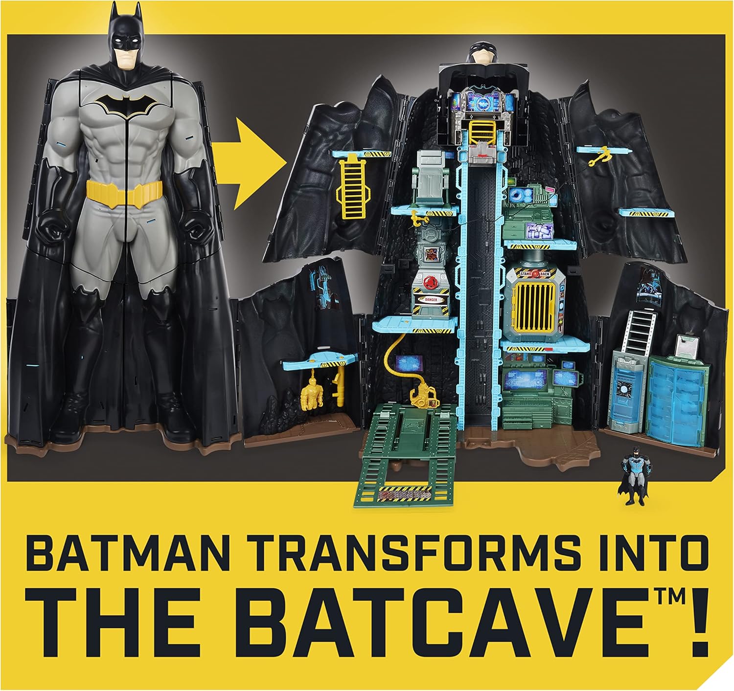DC Comics Batman, Bat-Tech Batcave, Giant Transforming Playset with Exclusive 4&rdquo; Batman Figure and Accessories, Kids Toys for Boys Aged 4 and Up