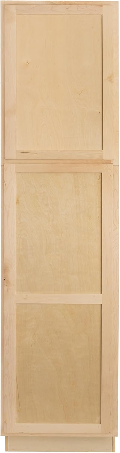 Quicklock RTA (Ready-to-Assemble) | Base Kitchen Cabinets - Shaker Style | 100% Plywood | Made in America | Soft Close Hardware (Raw Maple, 24" D x 24" W x 84" H Pantry)