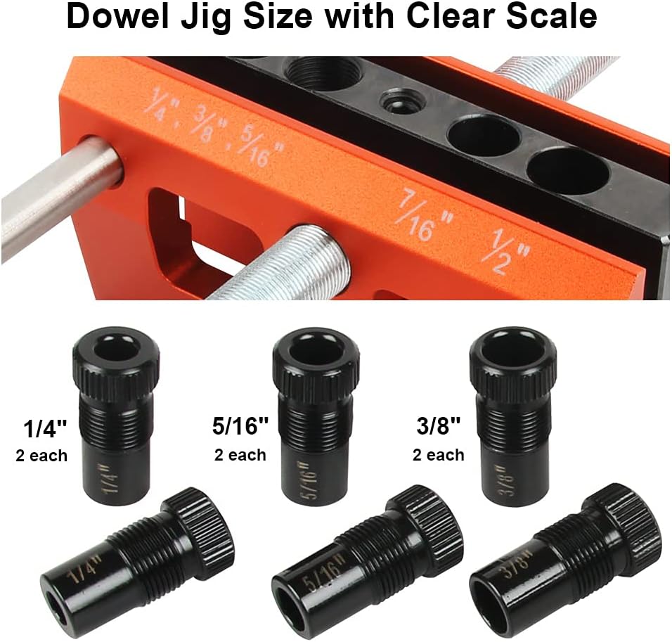 O'SKOOL Self Centering Dowel Jig Kit Drilling Guide Bushings Set Wood Wide Capacity Doweling Jig Puncher Locator Joints Tool