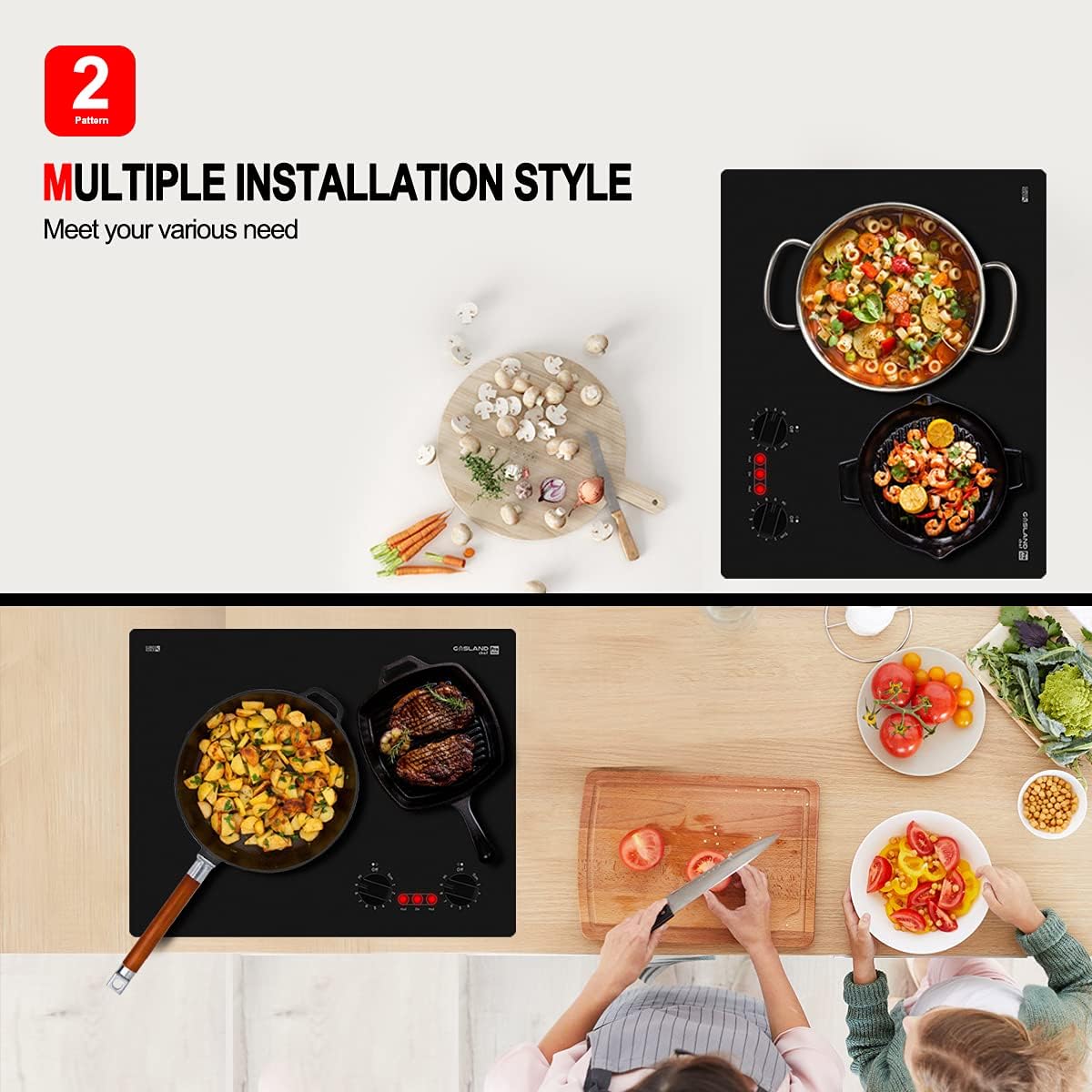 Electric Cooktop 30'', GASLAND Chef Pro Series Built- in Ceramic Cooktop 4 Burners, 220V Smoothtop Style Cooktop, Knob Control, Hot Surface Indicator, ETL Approved