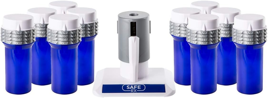 Safe Rx Large 10 Pack Locking Pill Bottle | Combination Lock | Secure Medication or Large Valuable Items | Certified Child