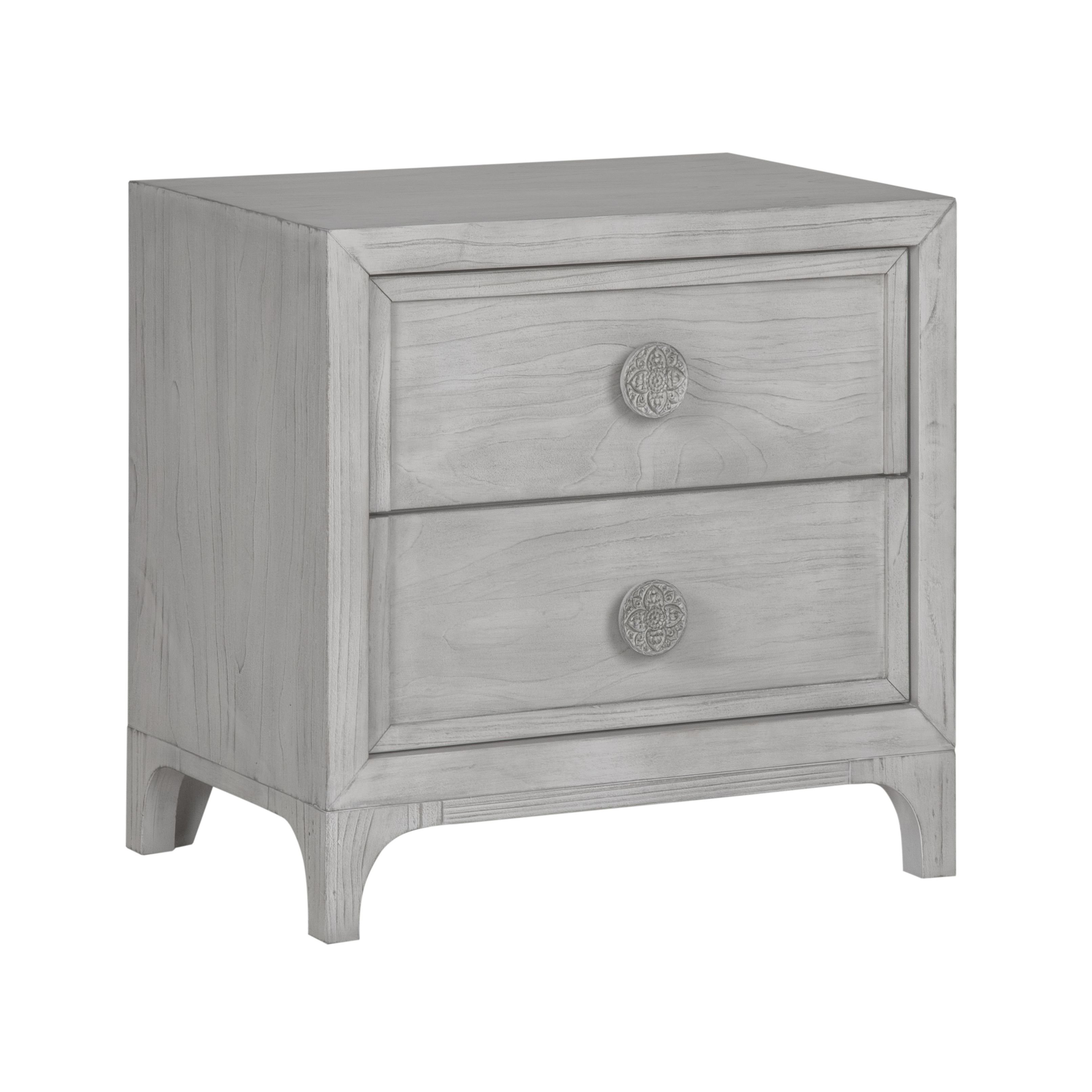 Modus Boho Chic 5 PC Queen Bedroom Set w Chest in Washed White