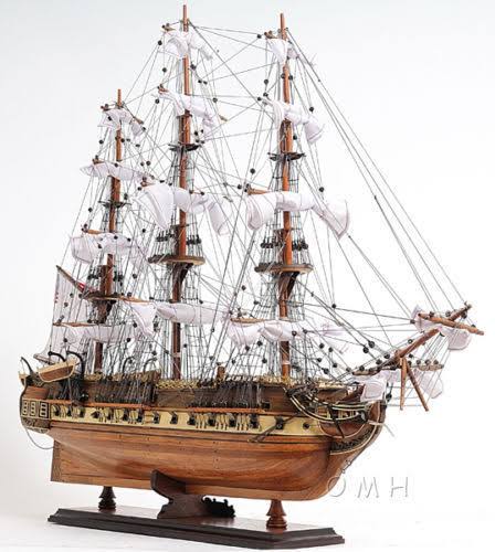 USS Constitution Old Ironsides Tall Ship Assembled 100% Handbuilt Wooden Model