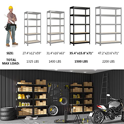 PrimeZone 2 Pack Storage Shelves 48" x 24" x 72" - 5 Tier Heavy Duty Adjustable Garage Storage Shelving, Metal Storage Utility Rack Shelf Unit for Warehouse Pantry Closet Kitchen, Black