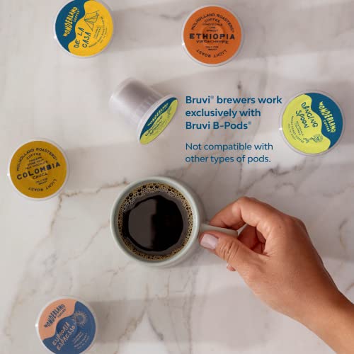 BRUVI The Bruvi Bundle in Black | Single-Serve Coffee System | Includes 20 Coffee and Espresso B-Pods + Bruvi Coffee Brewer + Premium Water Filter Kit