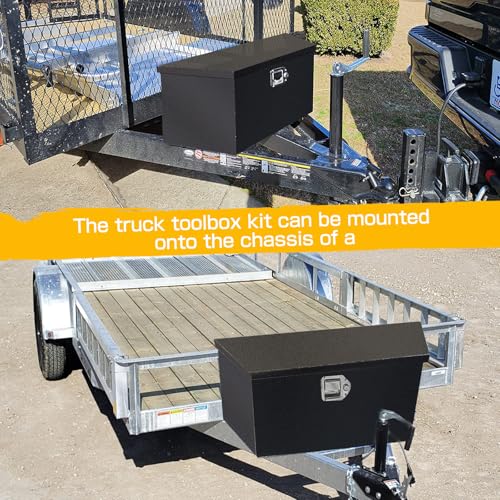 36" x 12" x 11.8" Trailer Tongue Tool Box Heavy Duty Steel Trailer Toolbox Organizer Truck Underbody Box with Latch & Keys Compatible with Pick Up Truck Bed RV Trailer ATV Black