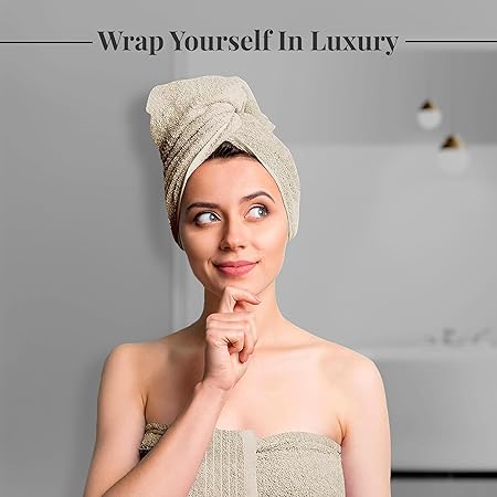 Tens Towels Pack of 4 Extra Large Bath Towels 30 x 60 Inches, 100% Cotton, Larger & Lighter Weight, Quicker to Dry, Super Soft and Absorbent, Perfect for Bathroom, Beige