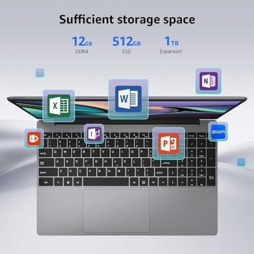 ApoloSign 15.6 Inch Laptop Computer, Windows 11 Laptops with 12GB RAM 512GB SSD, FHD IPS 1920x1200 Display, Celeron N5095 Quad-Core Processor (Up to 2.8GHz), 2.4G+5G WiFi, 178° Open Angle