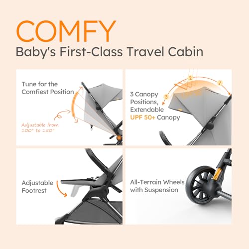 Lightweight Baby Strollers for Airplane, Ultra-Compact Travel Stroller, Light & Strong Portable Toddler Stroller with Carbon Fiber Frame and UPF 50+ Waterproof Fabric, Only 9.9 lbs, Brown