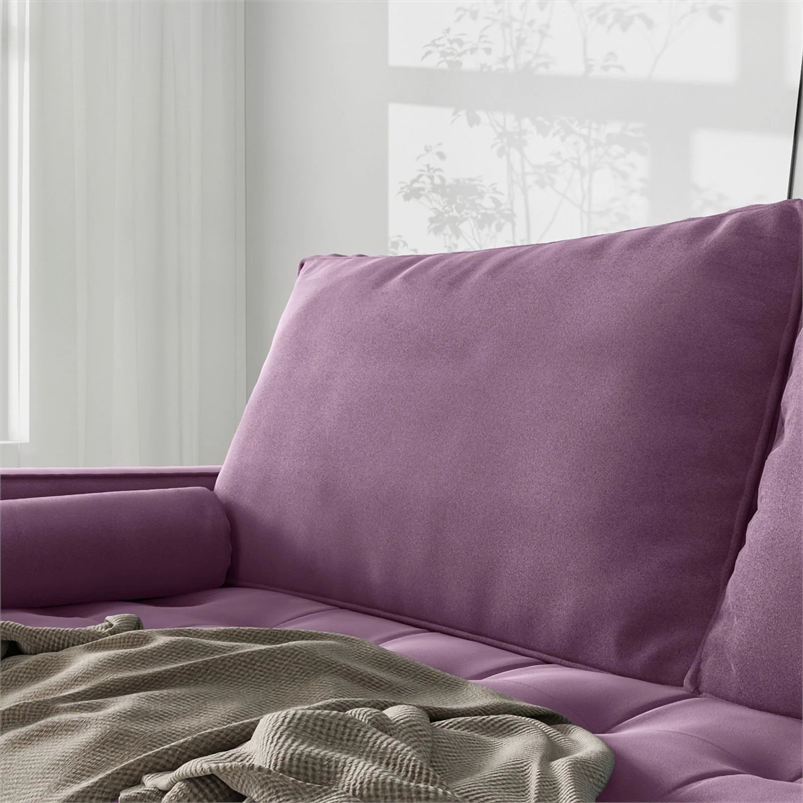 Pemberly Row Contemporary 70" Upholstered Velvet Sofa in Purple