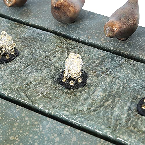 LuxenHome 24" Gray Rectangular and Birds Resin Outdoor Bubbler Fountain with LED Lights Waterfall Fountain Decoration for Garden Back Yard Courtyard Patio