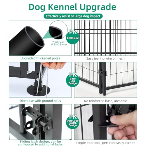 VIVIJASON 4 x 4 x 5 Ft Large Outdoor Dog Kennel, Heavy Duty Metal Frame Dog Cage with Thickened Bars, UV & Waterproof Cover, Outside Pen Playpen Dog Run House for Large to Small Dogs