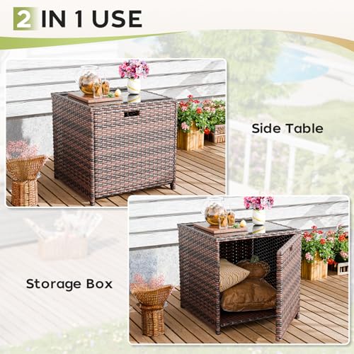Outdoor Patio Furniture Set,6 Pieces Heavy Duty Wicker Patio Furniture with Fire Pit Table, Larger Seat Soft Cushion, Patio Conversation Set with Swivel Chair for Porch,Deck,Backyard,Grey