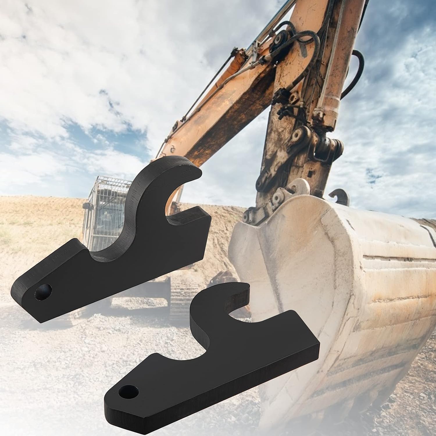 VEVOR Quick Attach Bucket Ears, 3/4" Thickness Excavator Bucket Ears, 2pcs Bucket Ears Attachment, Black-Coating Steel w/Precise Metal Craft, Compatible with KX040 KX71 KX91 KX121 Pack of 2