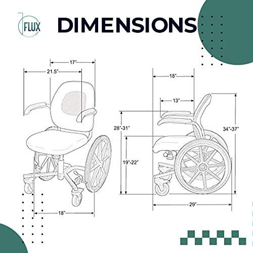 Daily Indoor Wheelchairs for Adults - Slim-Line Steel Narrow Wheelchair for Limited Spaces – 40lb Weight Adjustable Wheelchair – House Wheelchair w/Footplates, Handrings, & Push Handles