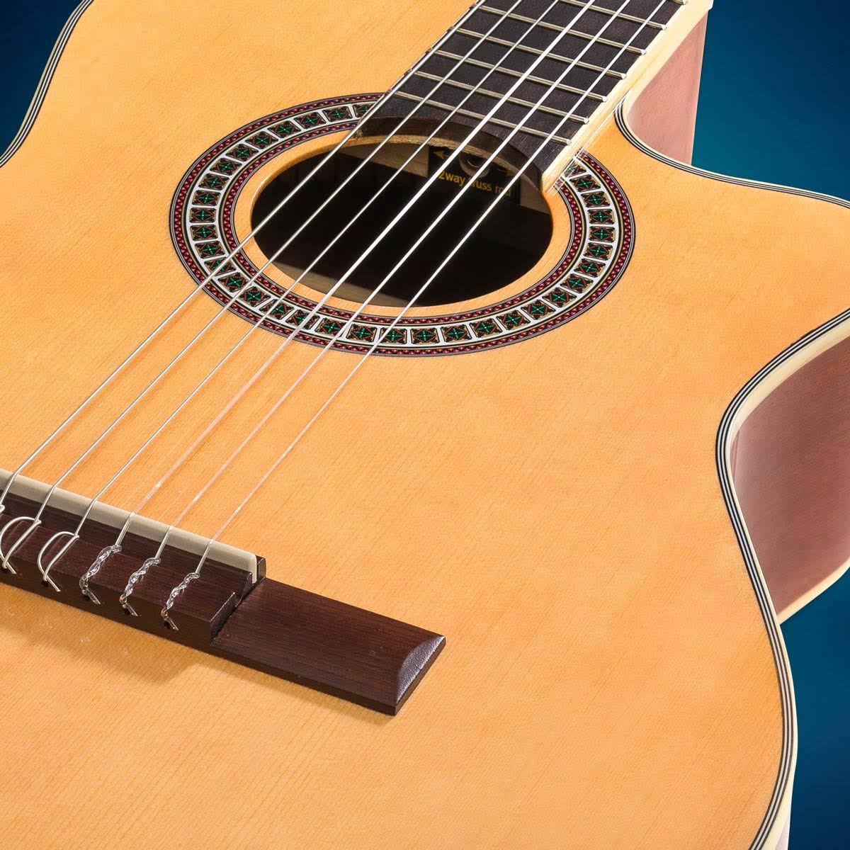 Cutaway Classical Guitar with Savarez Nylon Strings by Hola! Music, Full Size 39 inch Model HG-39C, Natural Gloss Finish - Free