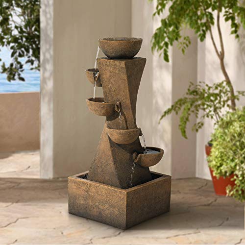 Modern Cascade 34 1/2" High Rustic Garden Fountain