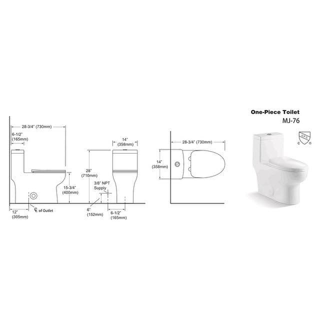 White Contemporary 1-Piece Dual Flush 1.2/1.6 GPF Elongated Toilet
